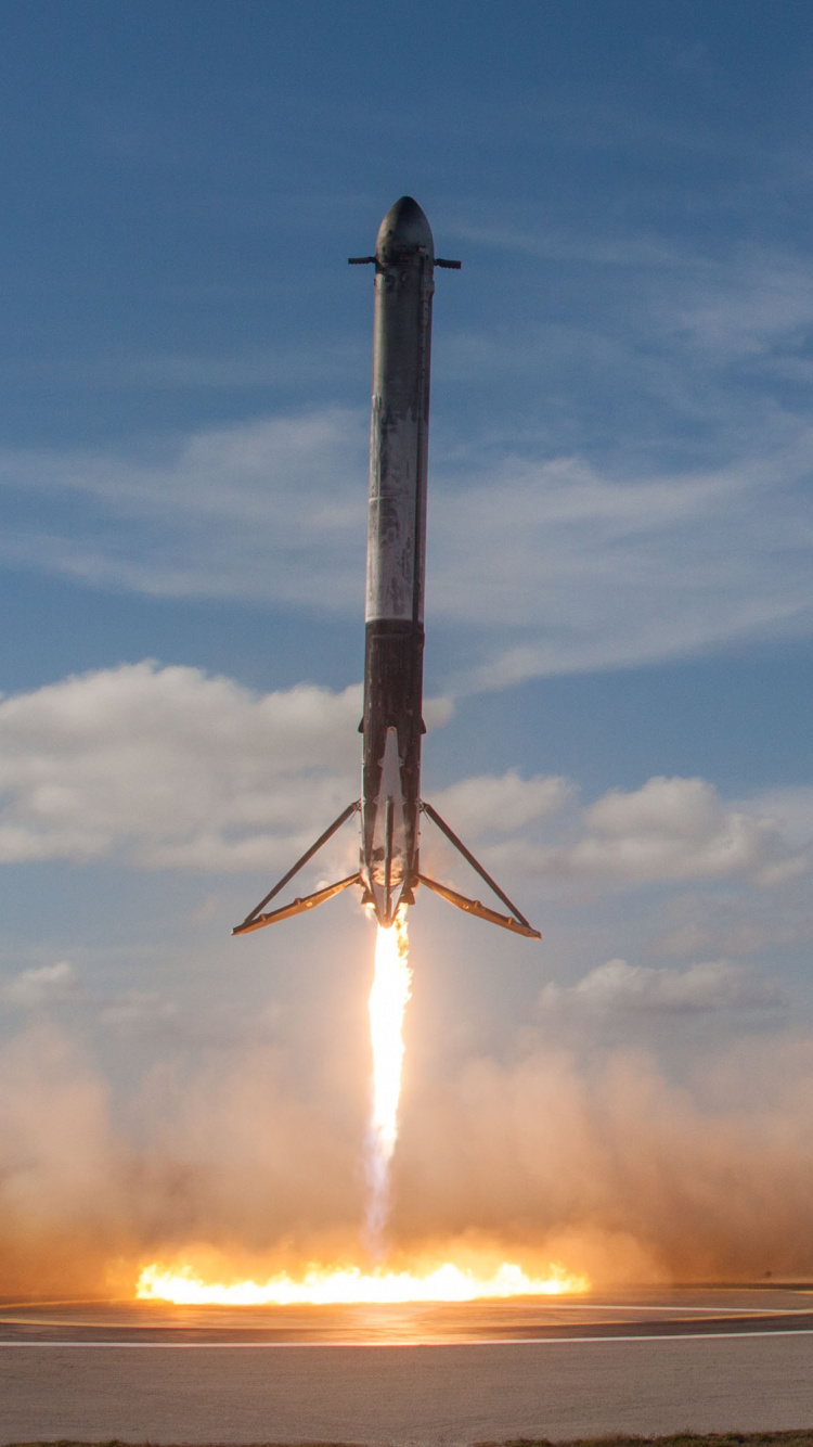 Обои SpaceX, Falcon Heavy, Falcon 9, запуск ракеты, ракета в разрешении 750x1334