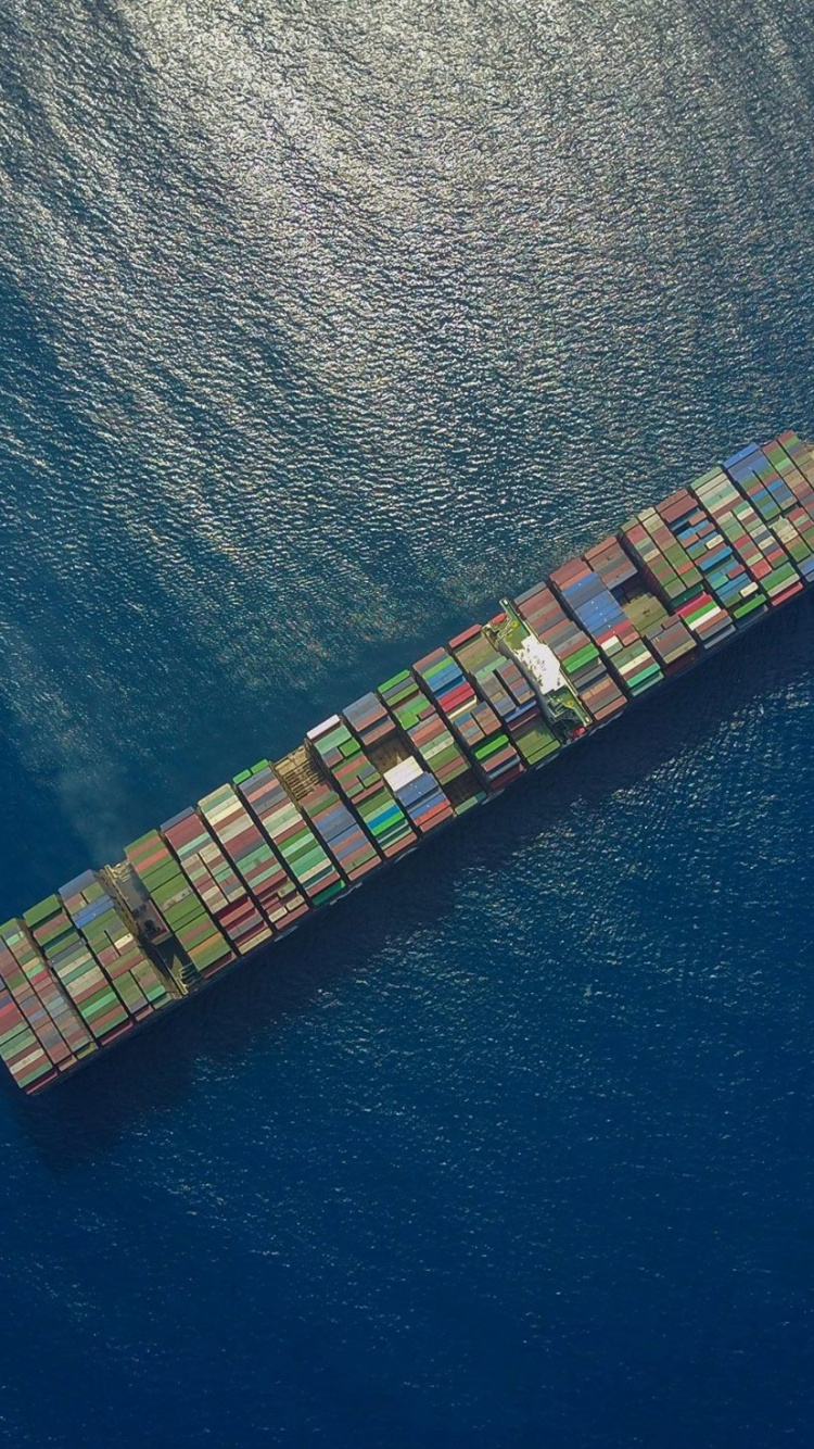 Обои корабль, грузовые перевозки, интермодальный контейнер, грузовое судно, груз в разрешении 750x1334