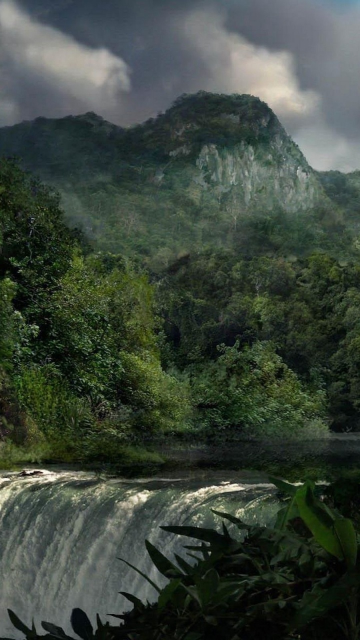 Обои водопад, дикая местность, природа, гидроресурсы, растительность в разрешении 720x1280