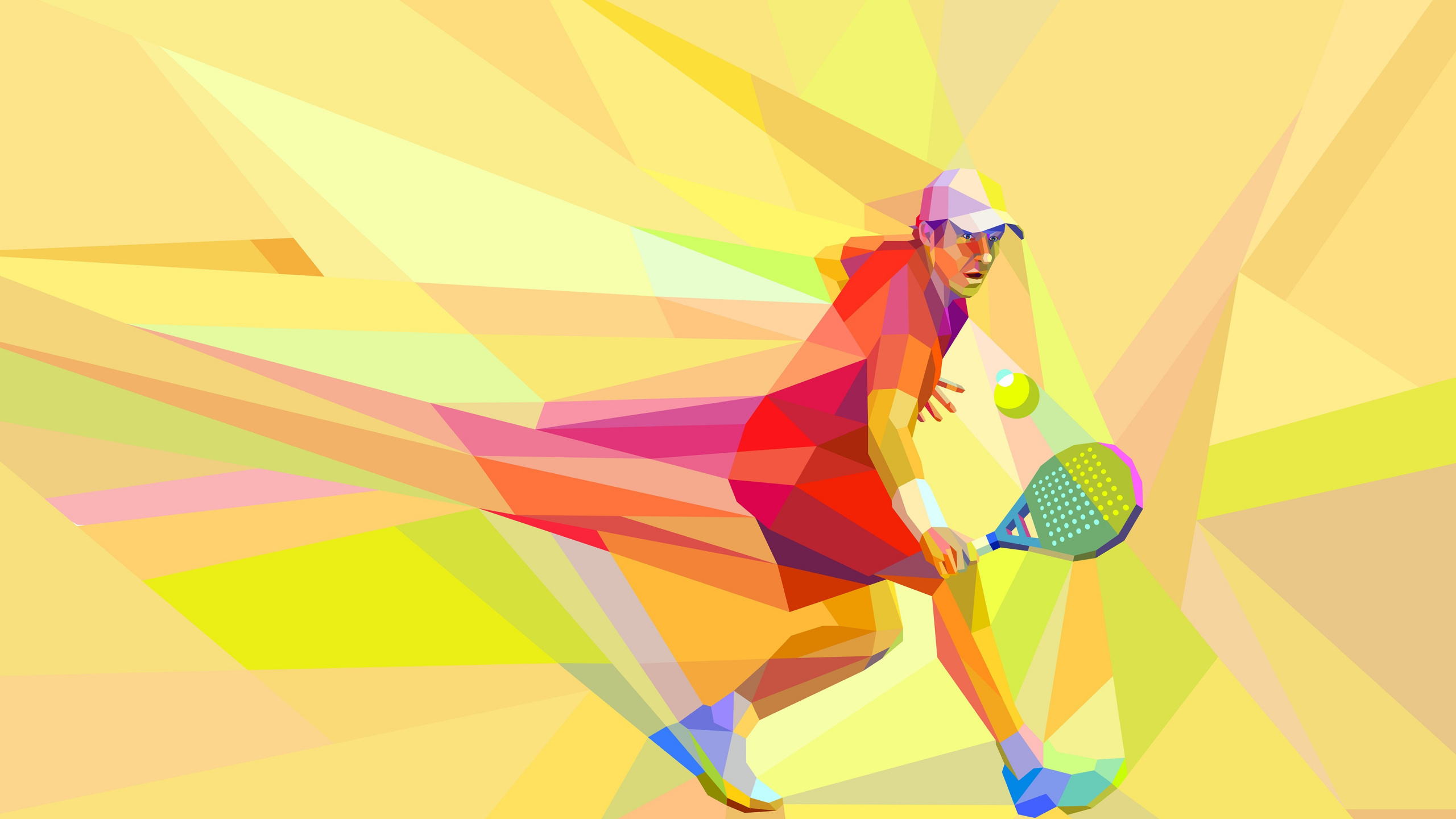 Обои теннис, желтый, иллюстрация, арт, графический дизайн в разрешении 2560x1440