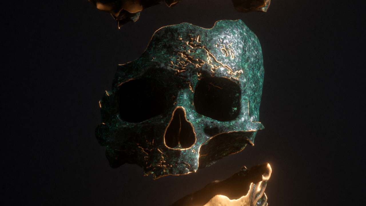 Обои смартфон, голова, пасть, скульптура, арт в разрешении 1280x720