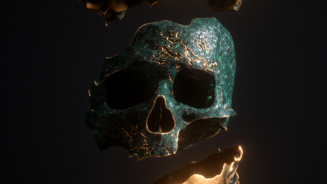 Обои смартфон, голова, пасть, скульптура, арт в разрешении 1366x768