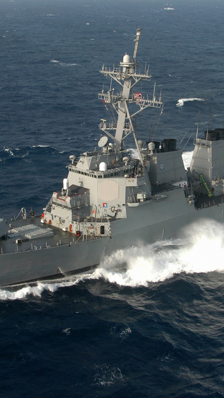 Обои разрушитель, военно морской флот США, Эсминец Арли Берк, военный корабль, корабль в разрешении 720x1280
