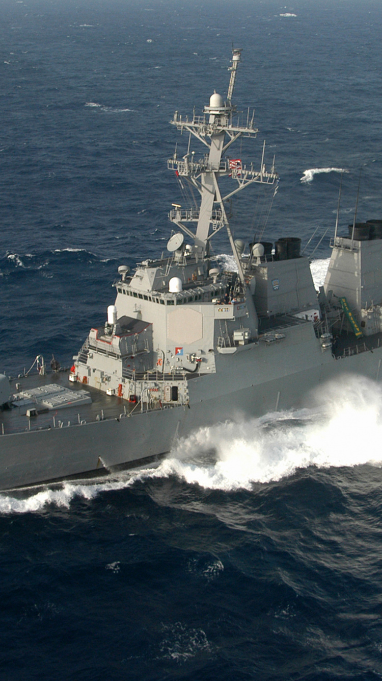 Обои разрушитель, военно морской флот США, Эсминец Арли Берк, военный корабль, корабль в разрешении 750x1334