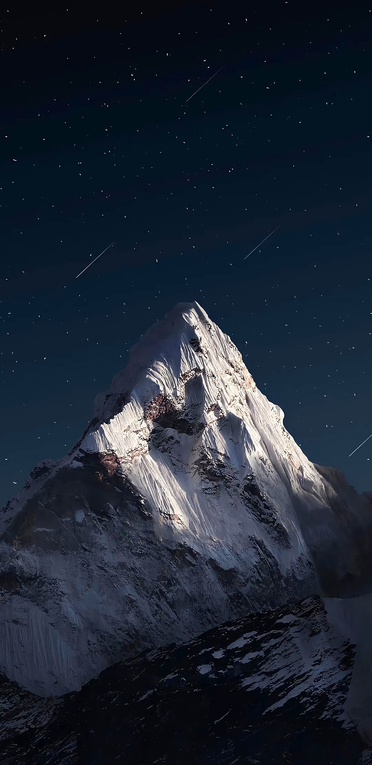 Обои гора, Альпы, природный ландшафт, склон, снег в разрешении 1440x2960