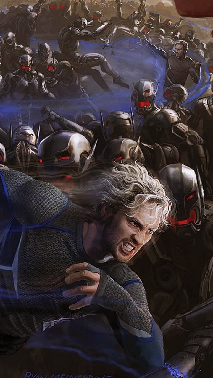 Обои Мстители эра альтрона, ртуть, Альтрон, видение, Ванда Maximoff в разрешении 720x1280