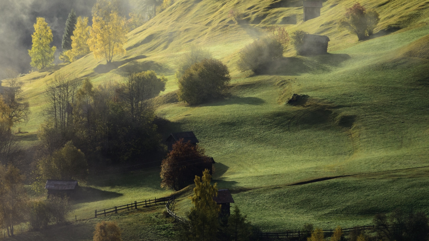Обои облако, растение, атмосфера, гора, природный ландшафт в разрешении 1366x768