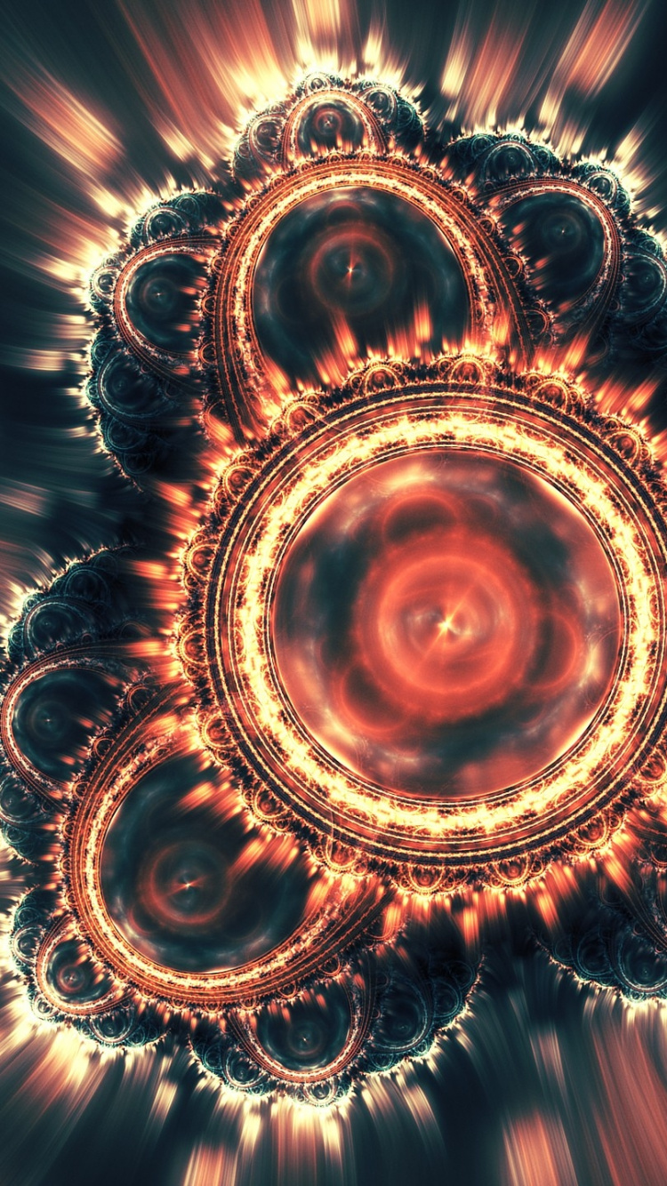 Обои симметрия, круг, узор, тьма, спецэффекты в разрешении 750x1334