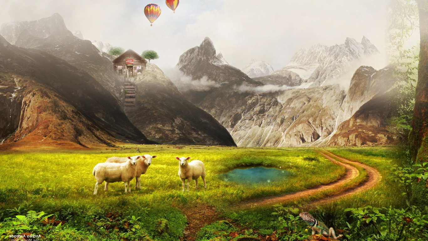 Обои природа, природный ландшафт, выгон, сенокосное угодье, нагорье в разрешении 1366x768