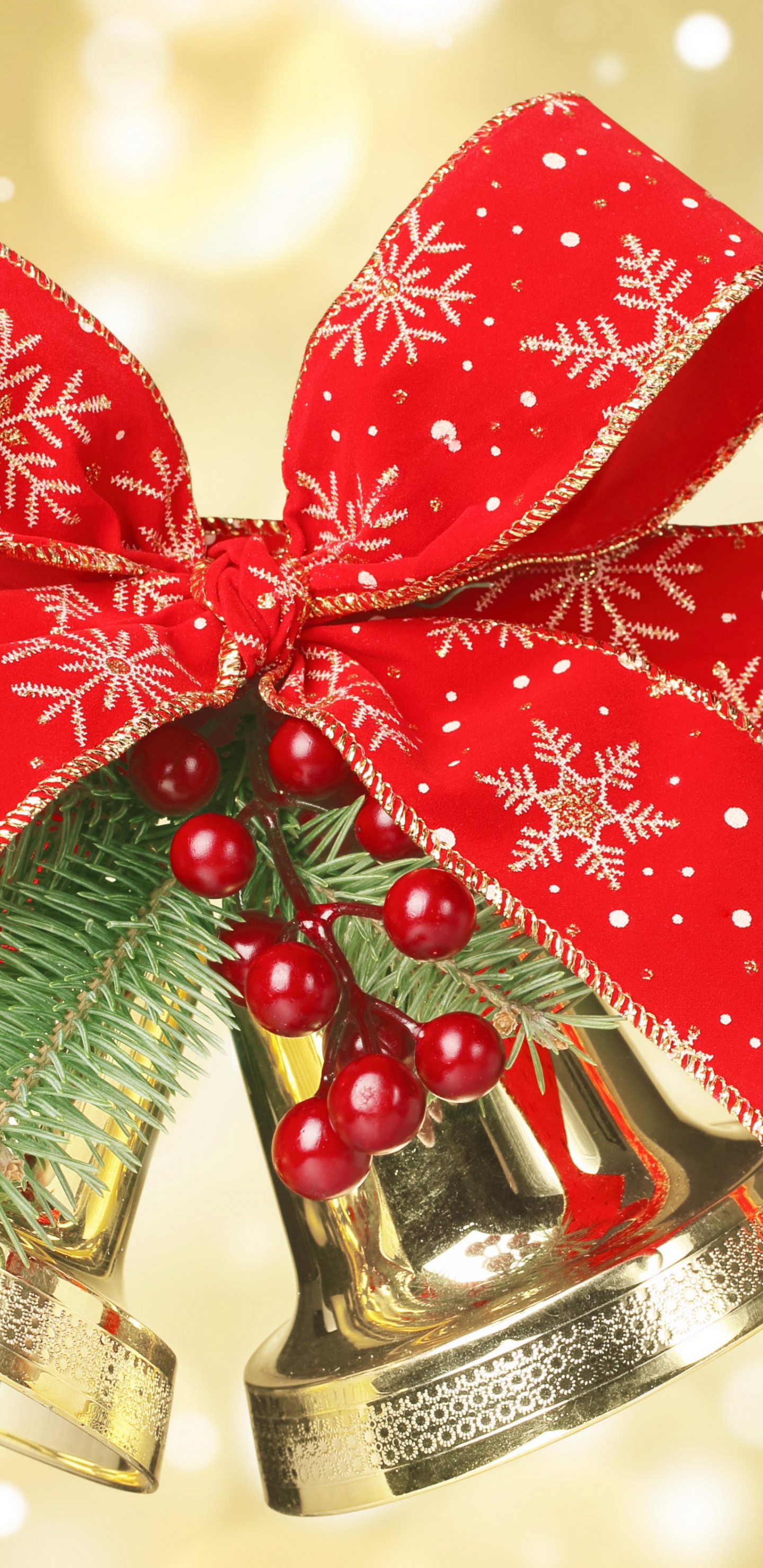 Обои Рождественский день, Новый год, праздник, рождественский орнамент, Рождественские украшения в разрешении 1440x2960