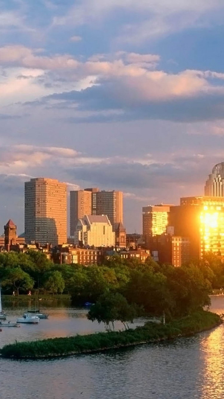 Обои Бостон, город, городской пейзаж, линия горизонта, небоскреб в разрешении 750x1334