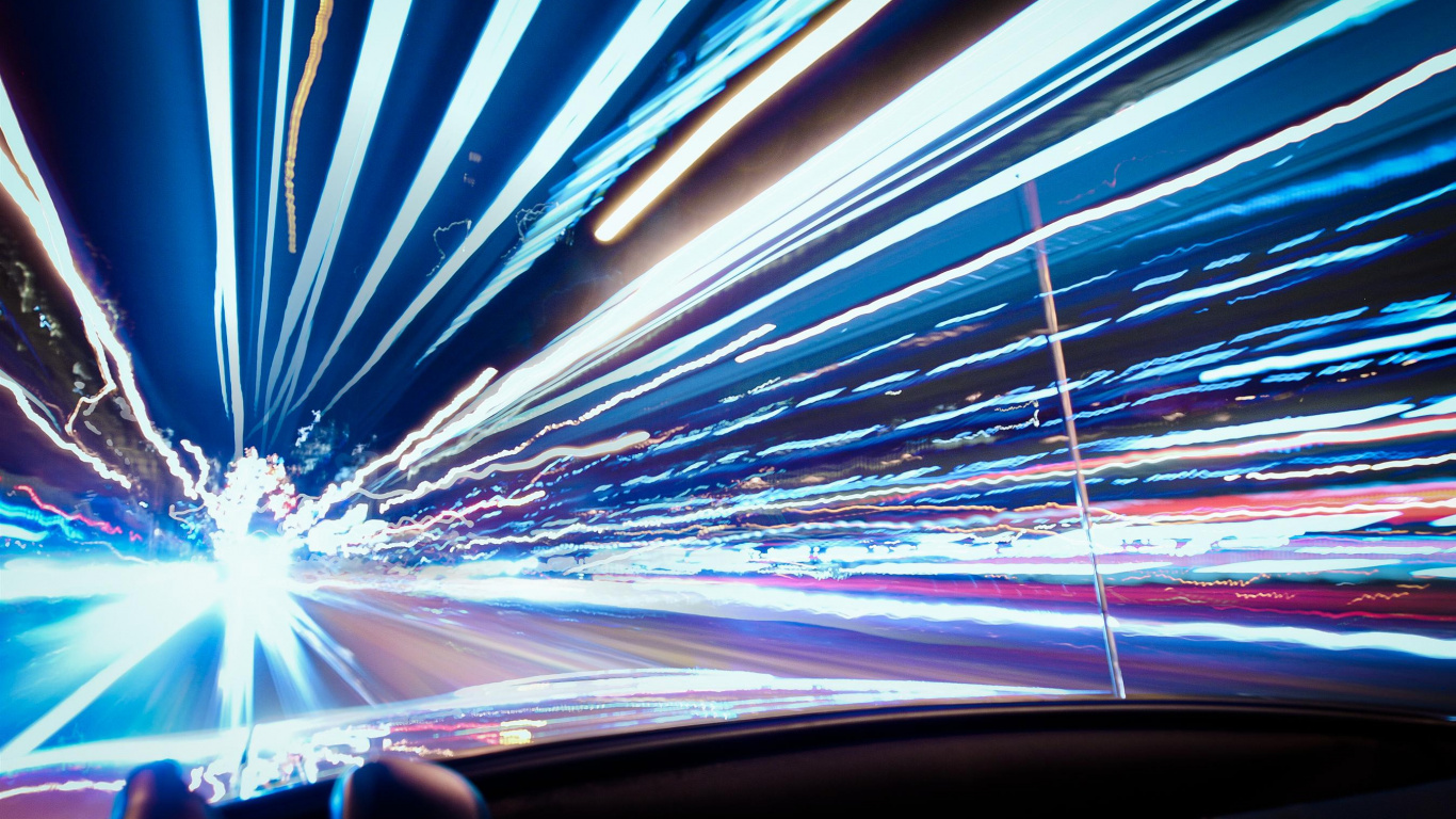 Обои синий, свет, освещение, линия, технологии в разрешении 1366x768