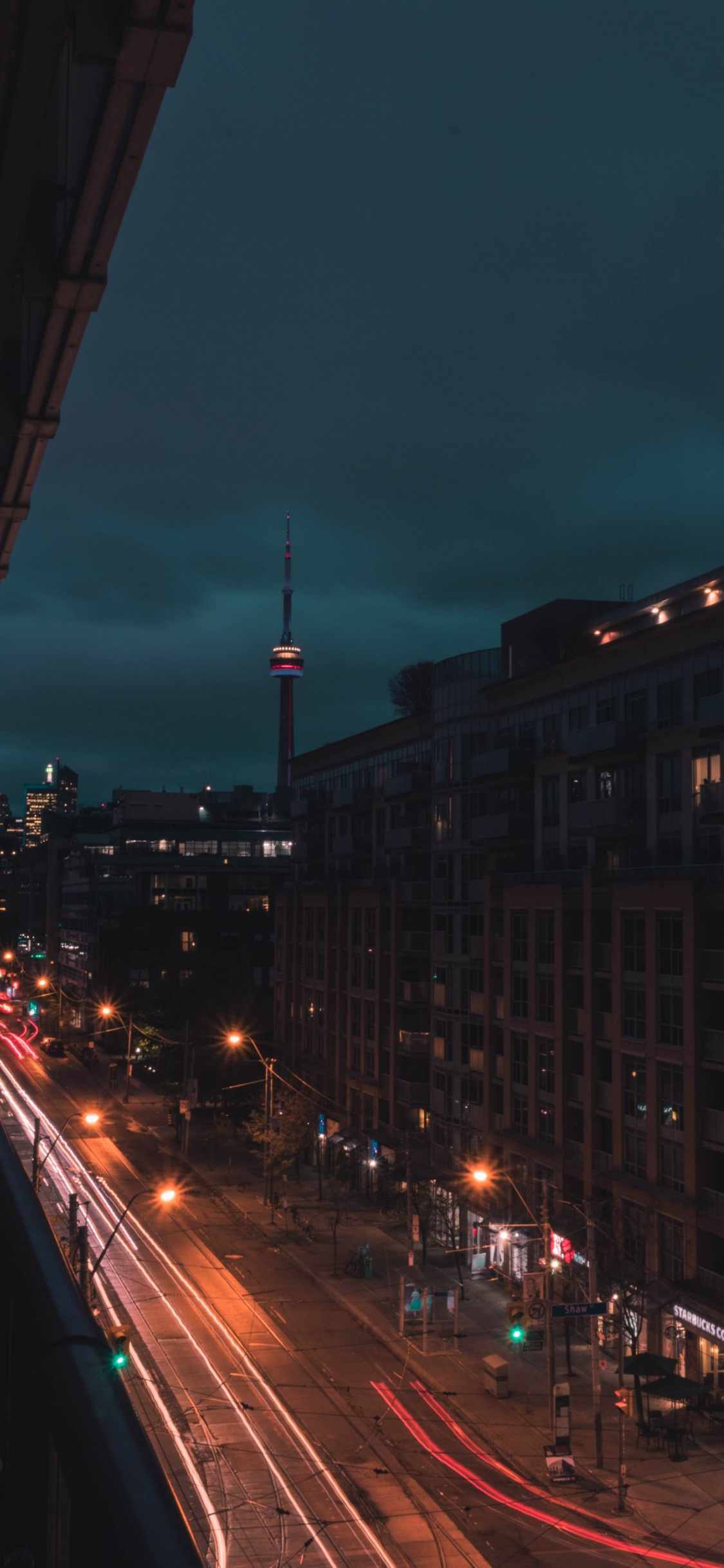 Обои здание, Торонто, ночь, городской район, город в разрешении 1125x2436