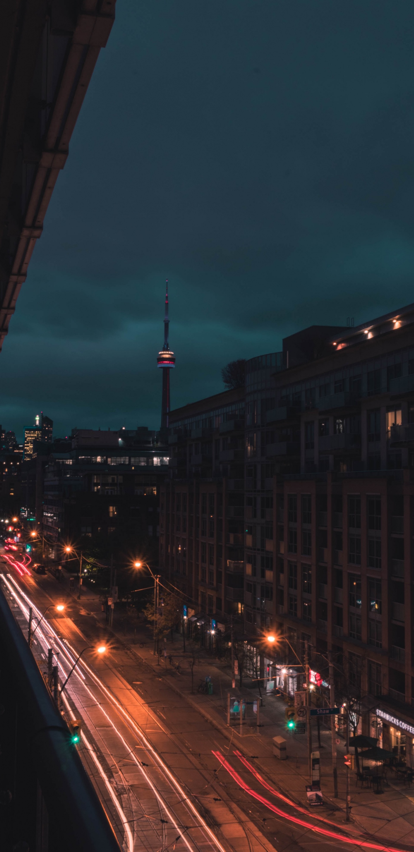 Обои здание, Торонто, ночь, городской район, город в разрешении 1440x2960