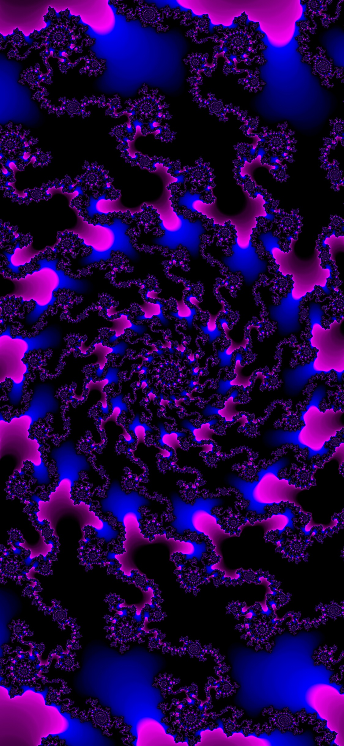 Обои вращение, синий, Фиолетовый, пурпур, фрактальное искусство в разрешении 1125x2436