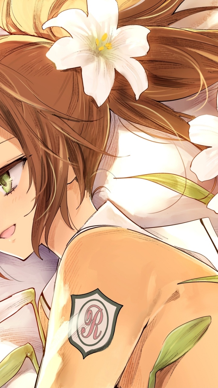 Обои мультфильм, каштановые волосы, друг, nekopara, лепестки в разрешении 720x1280