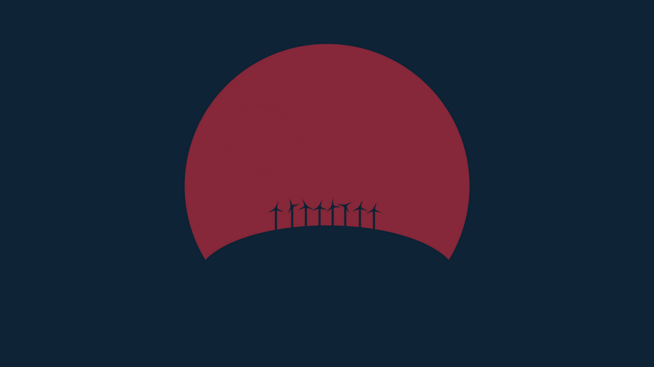 Обои закат, лого, красный цвет, иллюстрация, круг в разрешении 1280x720