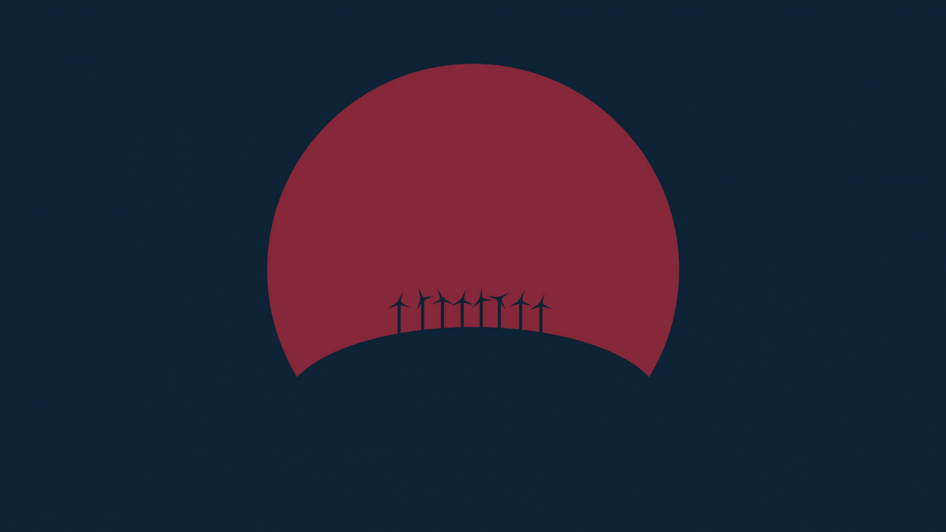 Обои закат, лого, красный цвет, иллюстрация, круг в разрешении 1366x768