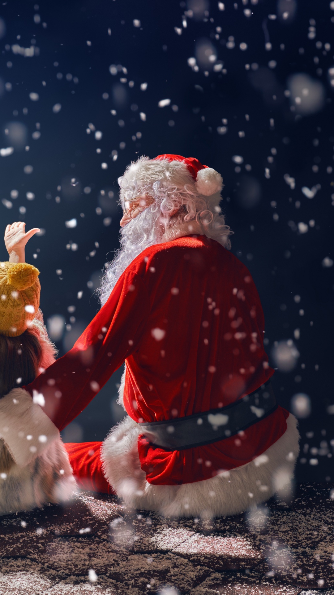 Обои Санта-Клаус, Рождественский день, Дед Мороз, Рождество, снег в разрешении 1080x1920
