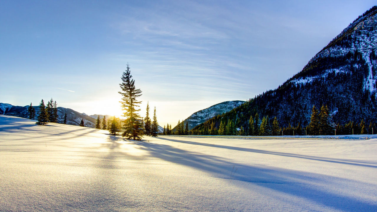 Обои снег, зима, природа, синий, гора в разрешении 1280x720