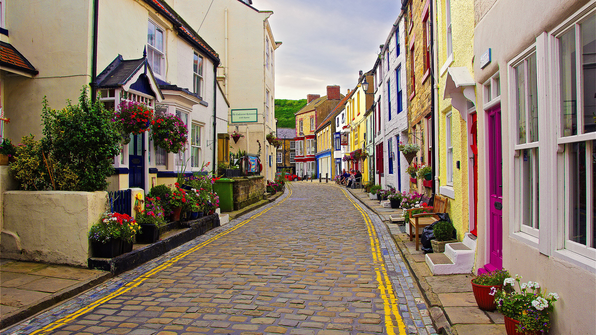 Обои аллея, улица, фасад, город, городок в разрешении 1920x1080