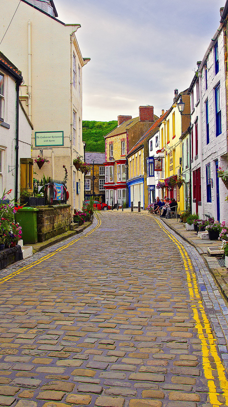 Обои аллея, улица, фасад, город, городок в разрешении 750x1334