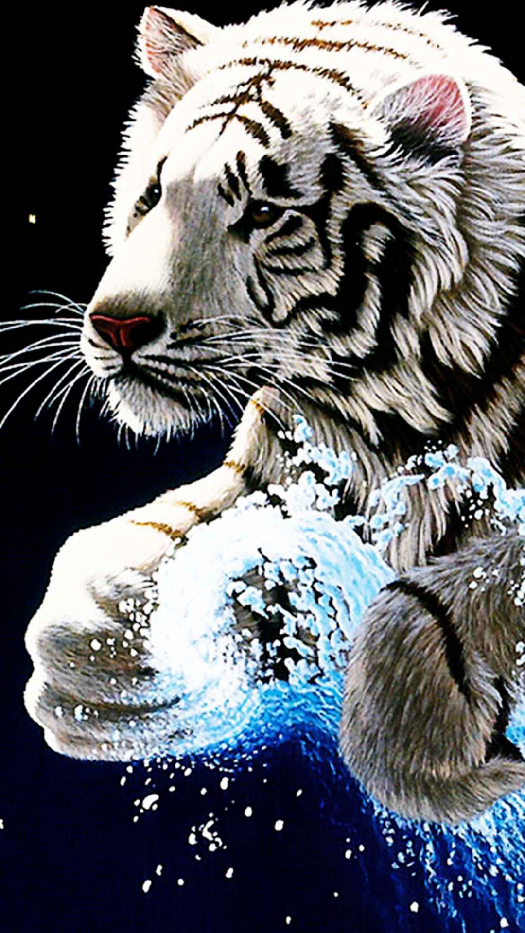 Обои Белый тигр, тигр, бенгальский тигр, кошачьих, Амурский тигр в разрешении 1080x1920