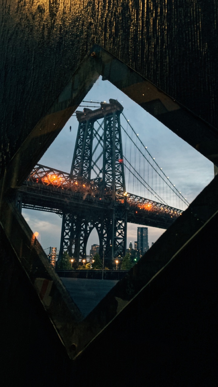 Обои Вильямсбургский Мост, мост, архитектура, вода, железо в разрешении 720x1280