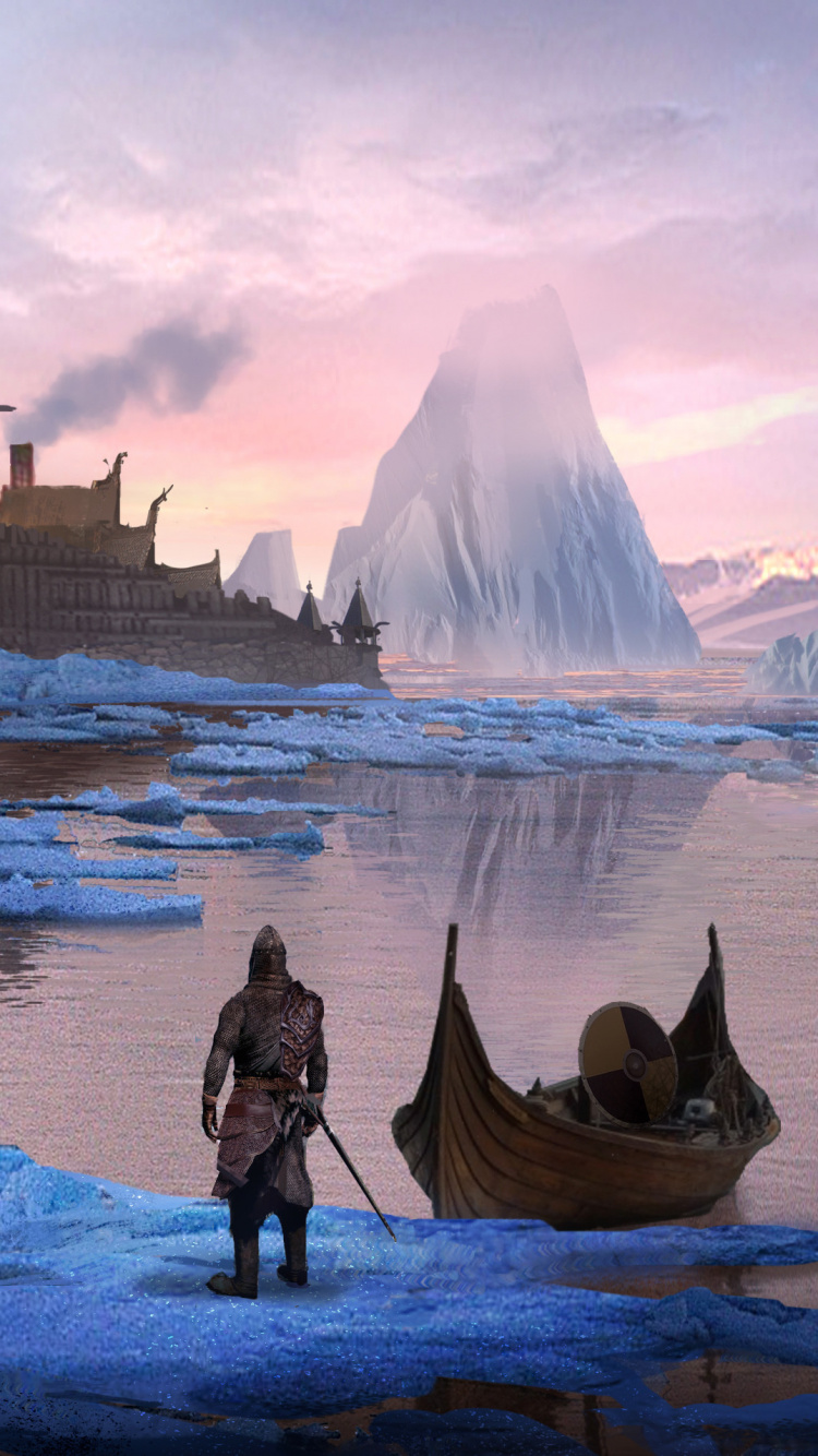 Обои ориентир, лед, норвежец, достопримечательность, Корабли викингов в разрешении 750x1334