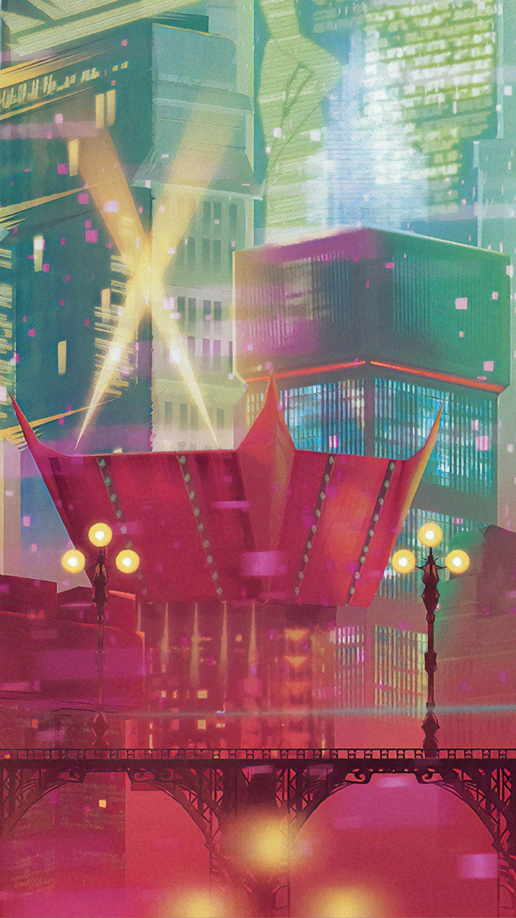 Обои метрополия, город, городской пейзаж, розовый, населенный пункт в разрешении 750x1334