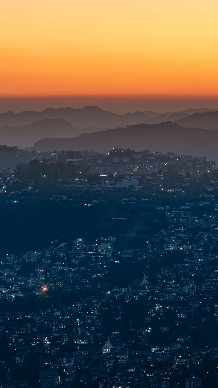 Обои закат, вечер, горизонт, синий, облако в разрешении 750x1334