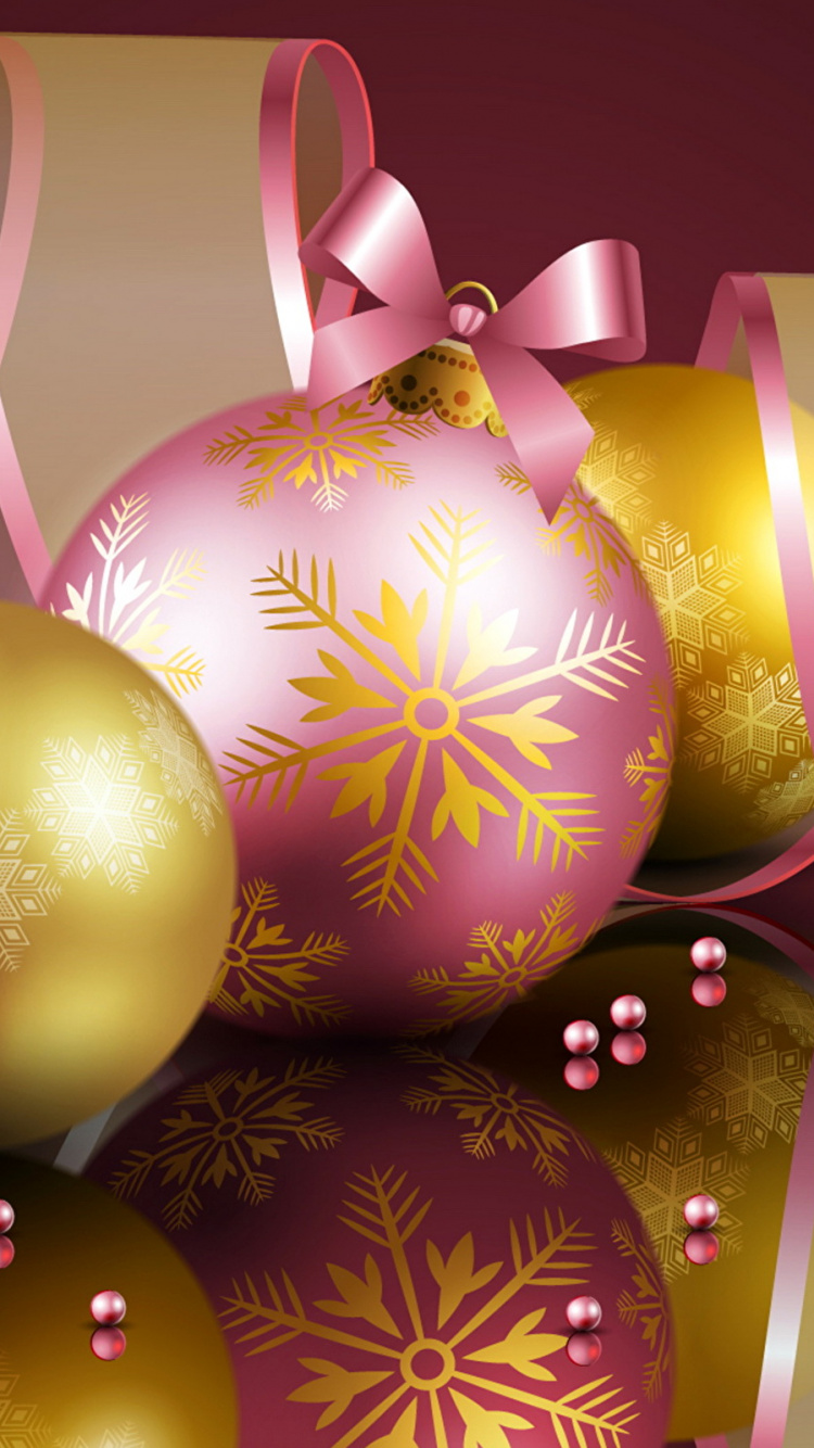 Обои рождественский орнамент, Рождественские украшения, Рождество, Рождественская открытка, Новый год в разрешении 750x1334