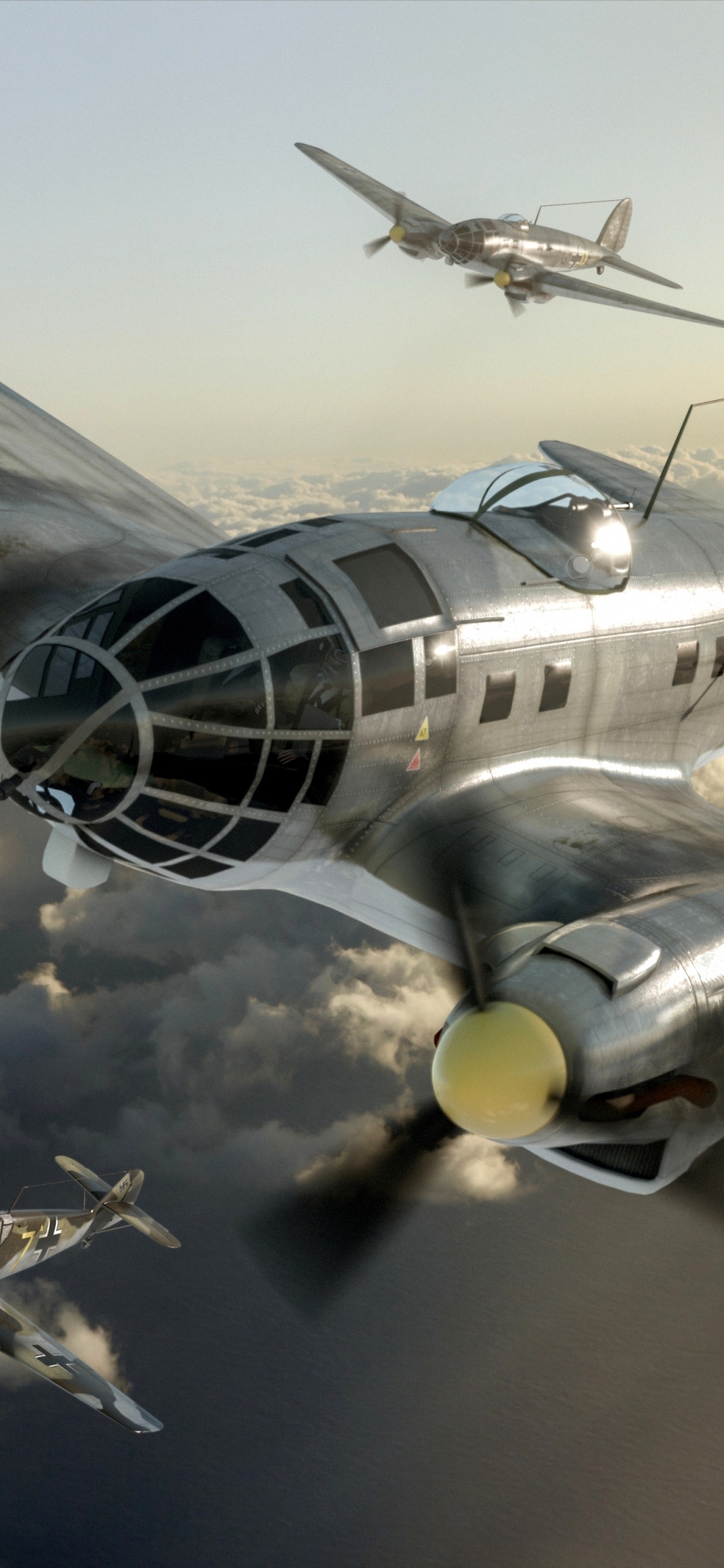 Обои Хейнкель 111, Мессершмитт bf 109, мессершмитт, Хейнкель, самолеты в разрешении 1125x2436