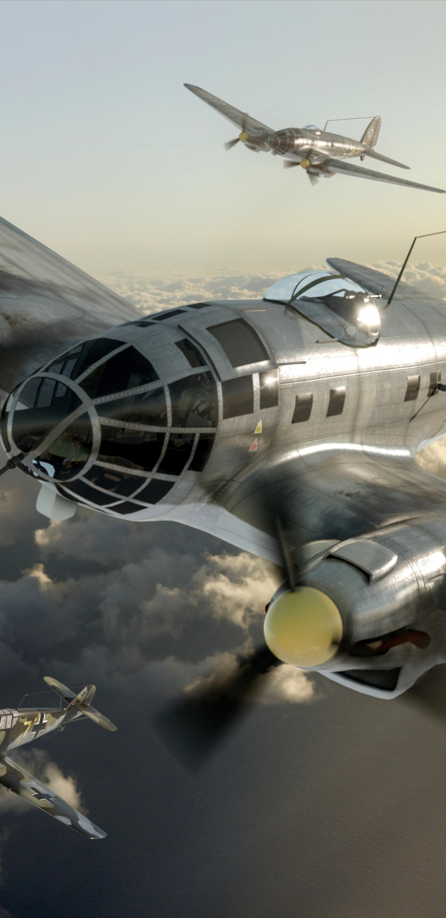 Обои Хейнкель 111, Мессершмитт bf 109, мессершмитт, Хейнкель, самолеты в разрешении 1440x2960