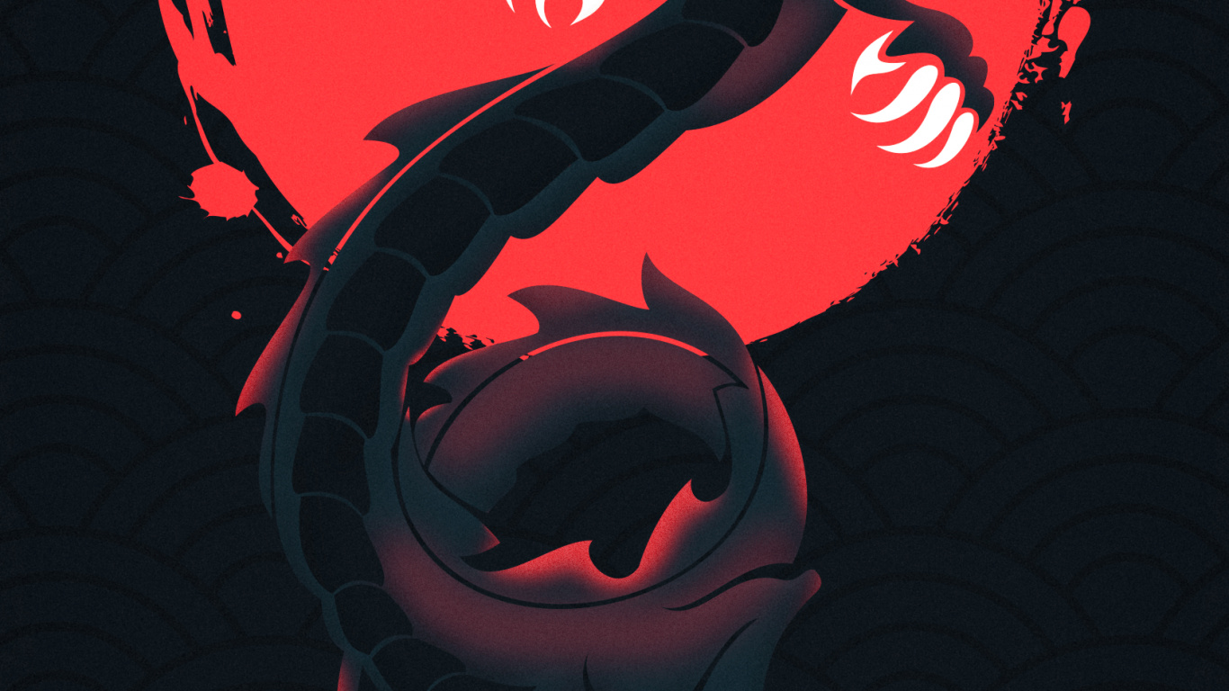 Обои гидра дракон, дракон, цифровое искусство, арт, абстрактное искусство в разрешении 1366x768