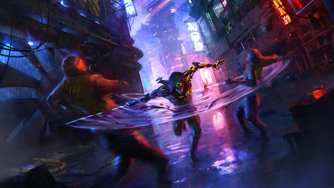 Обои экшн игра, xbox серии x и серии s, игровая Платформа, пурпур, синий в разрешении 1280x720