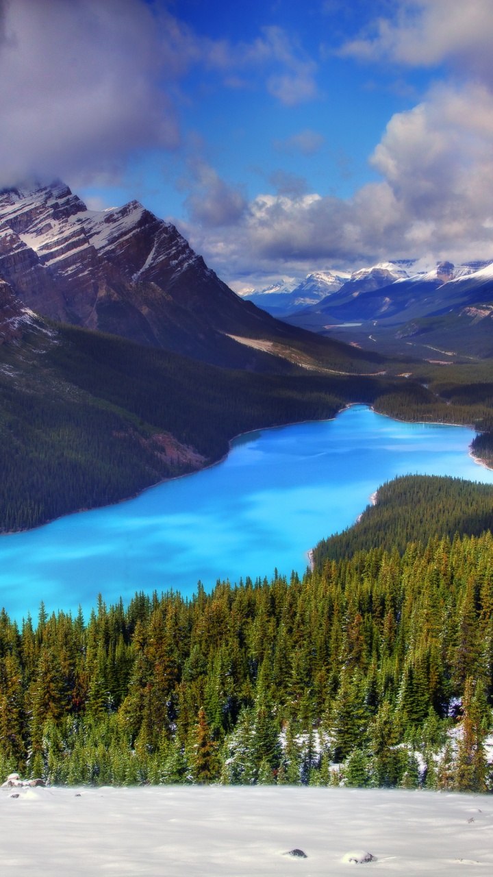 Обои моренное озеро, банфф, озеро, гора, природа в разрешении 720x1280