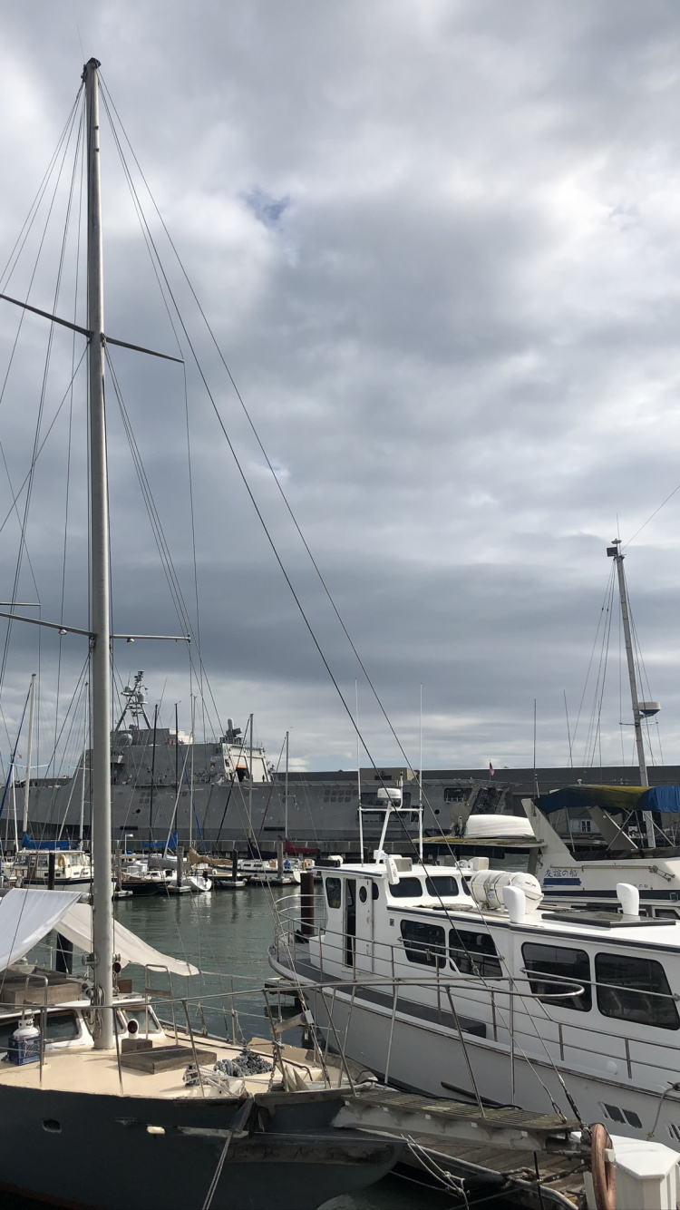 Обои Марина, яхта, мачта, судно, облако в разрешении 750x1334