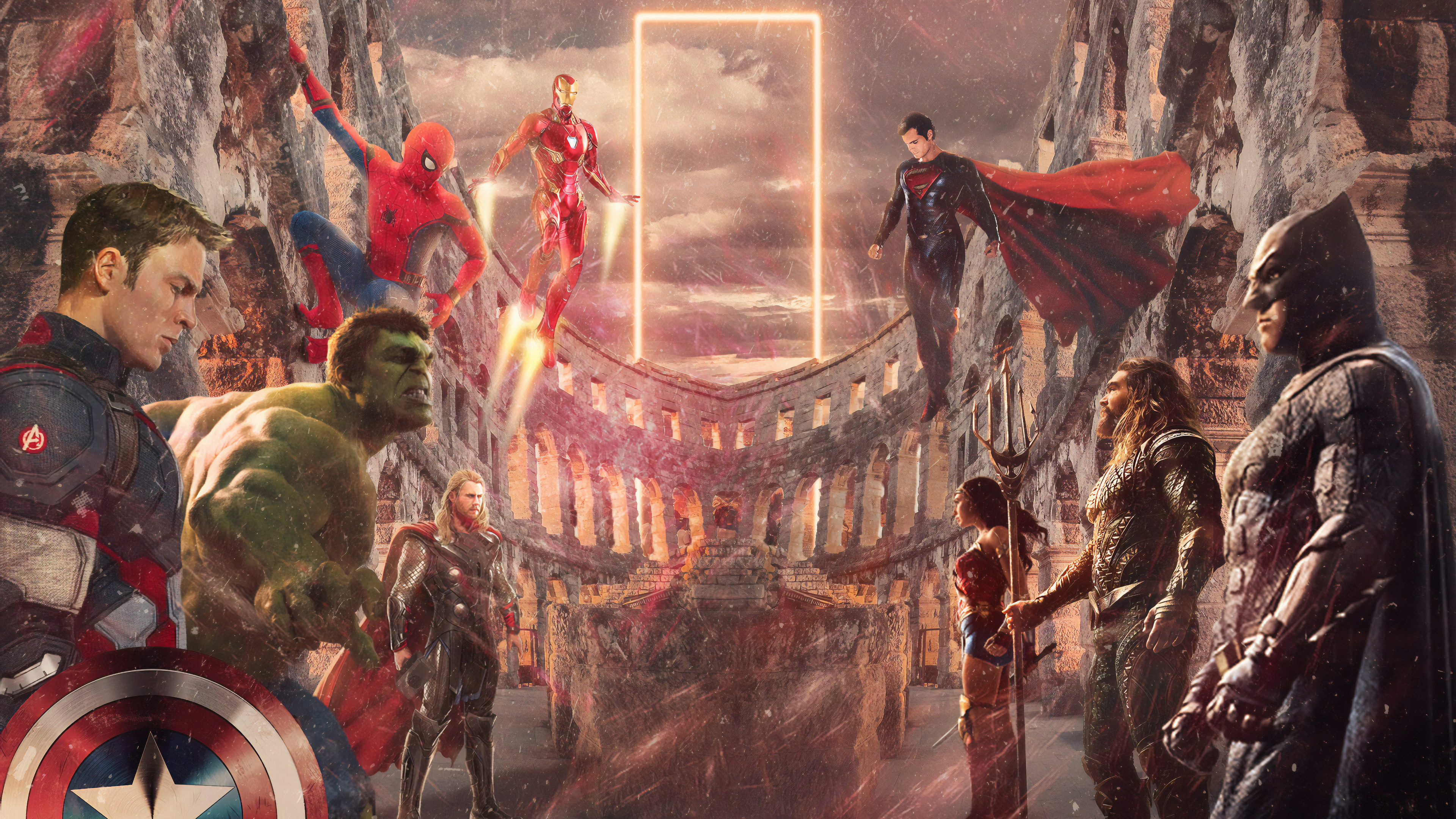 Обои Бэтмен, marvel, комиксы dc, Халк, Супермен в разрешении 3840x2160