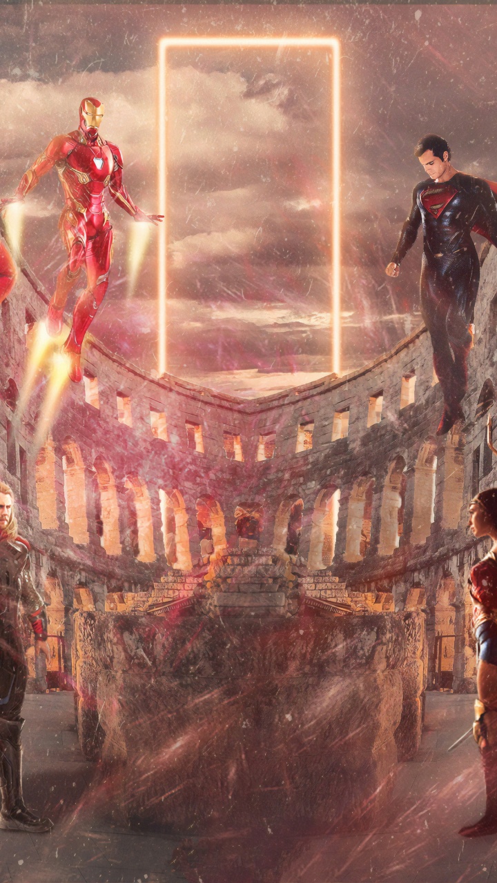 Обои Бэтмен, marvel, комиксы dc, Халк, Супермен в разрешении 720x1280