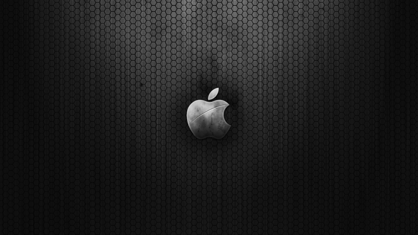 Обои apple, черный, растение, лого, монохромный в разрешении 1366x768