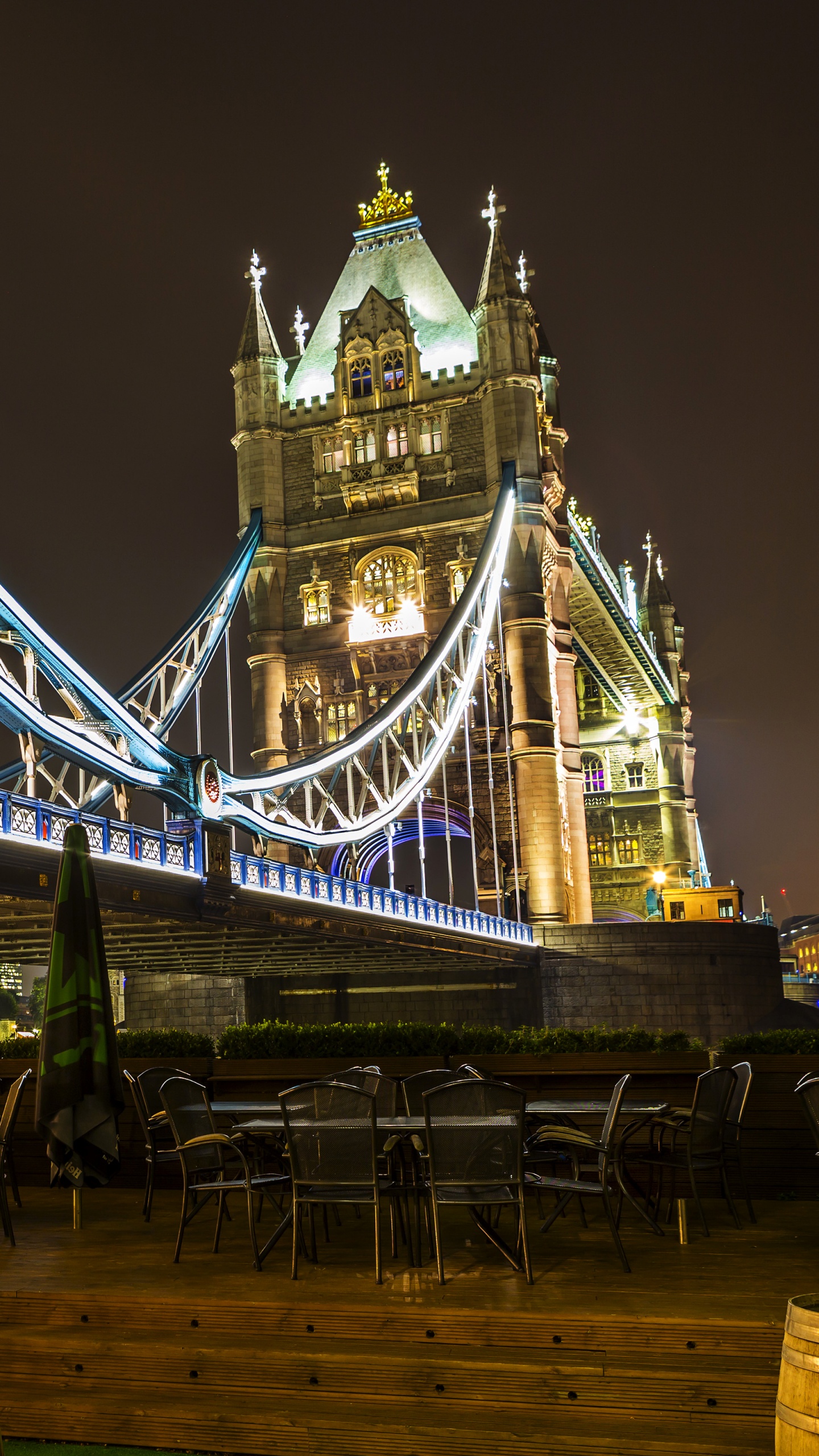Обои тауэрский мост, мост, ночь, ориентир, метрополия в разрешении 1440x2560