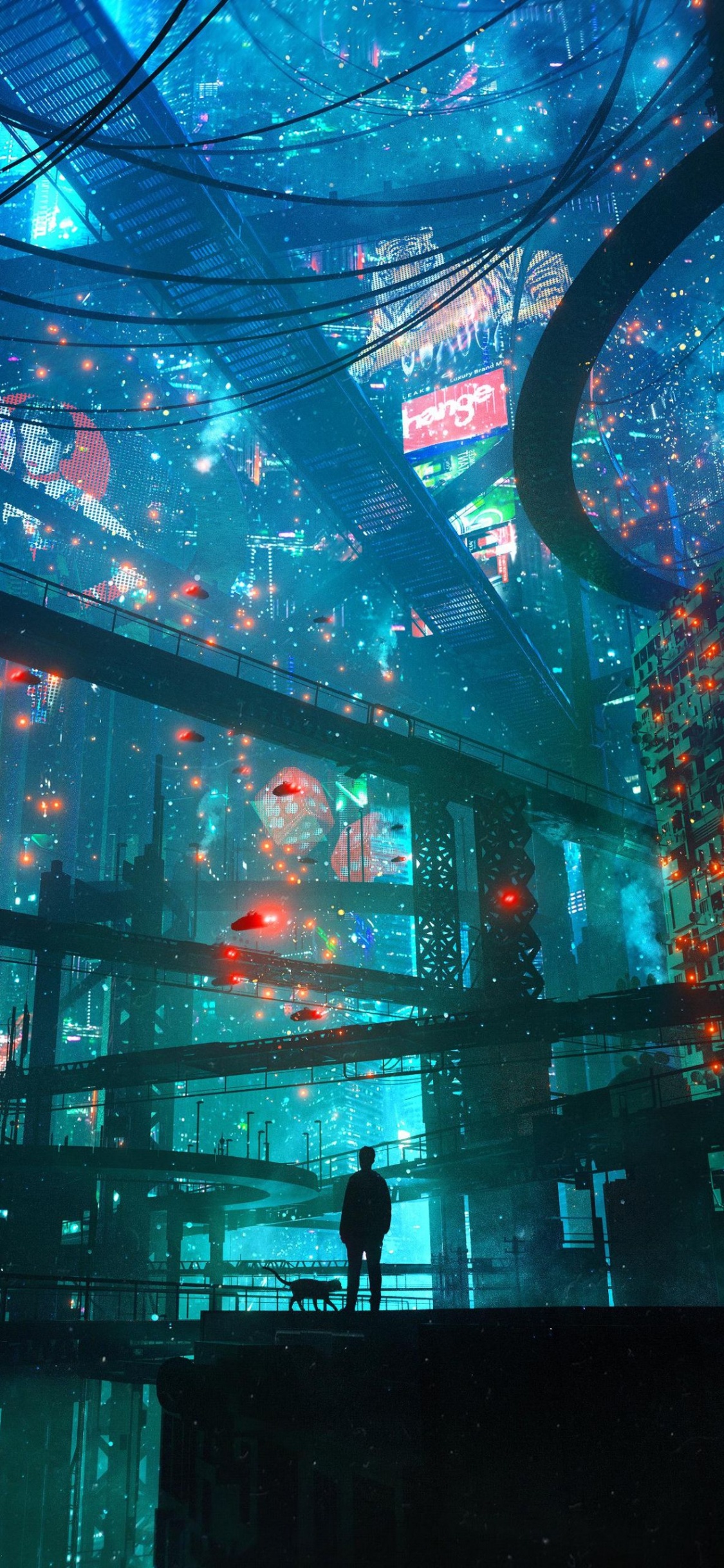 Обои киберпанк арт дангюз, арт, цифровое искусство, Киберпанк, аниме арт в разрешении 1125x2436