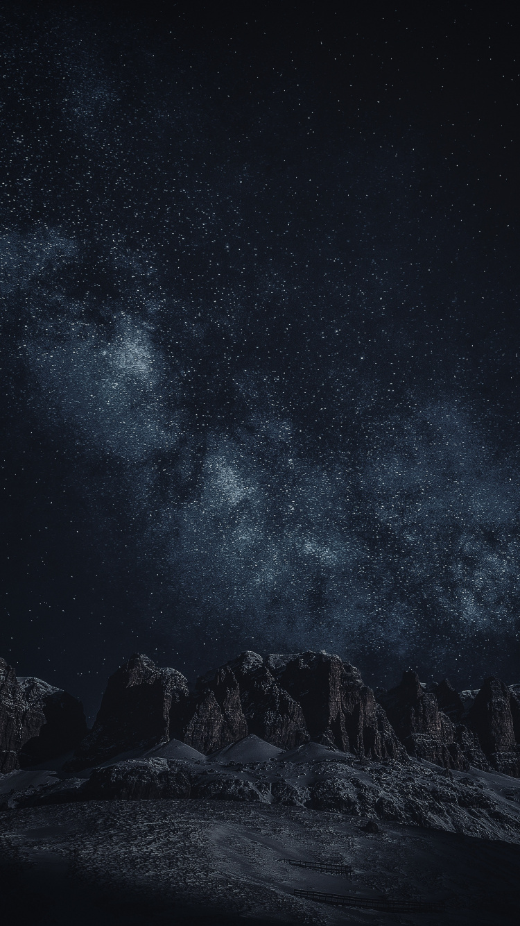 Обои природный ландшафт, астрономический объект, звезда, наука, полночь в разрешении 750x1334