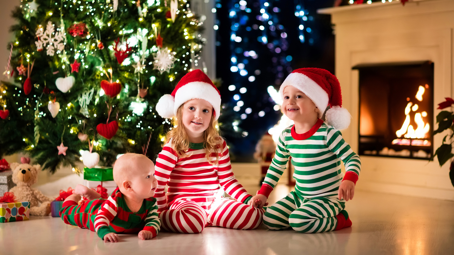 Обои елка, Рождественский день, Рождественские украшения, Рождество, рождественский орнамент в разрешении 1920x1080