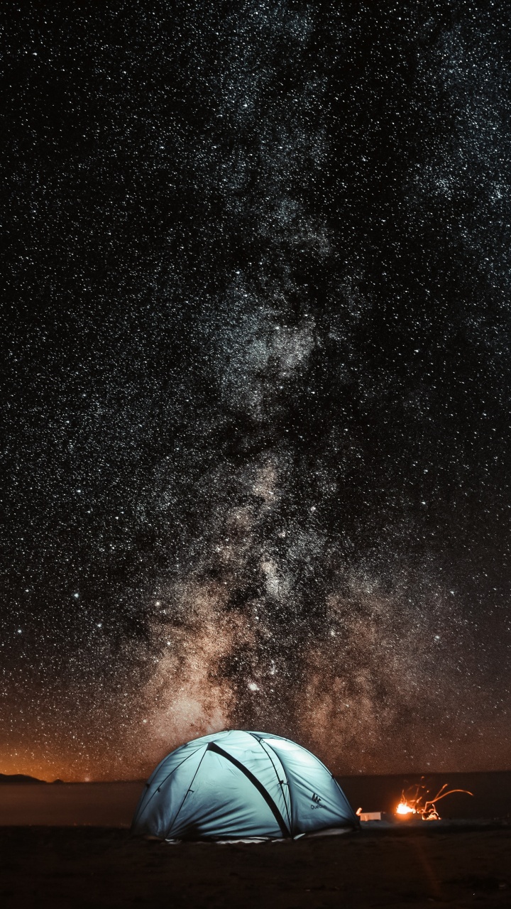 Обои Млечный Путь, Галактика, ночное небо, звезда, ночь в разрешении 720x1280