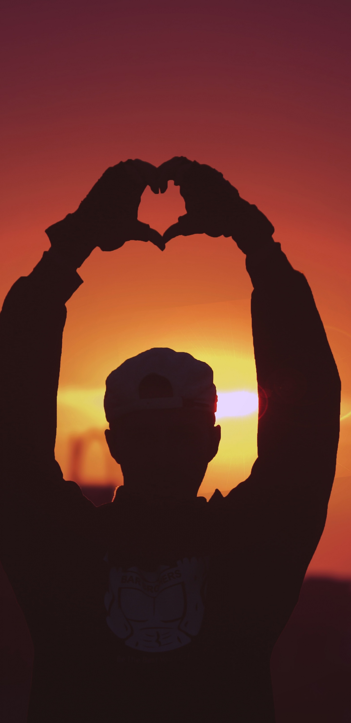 Обои закат, тепло, силуэт, восход солнца, подсветка в разрешении 1440x2960