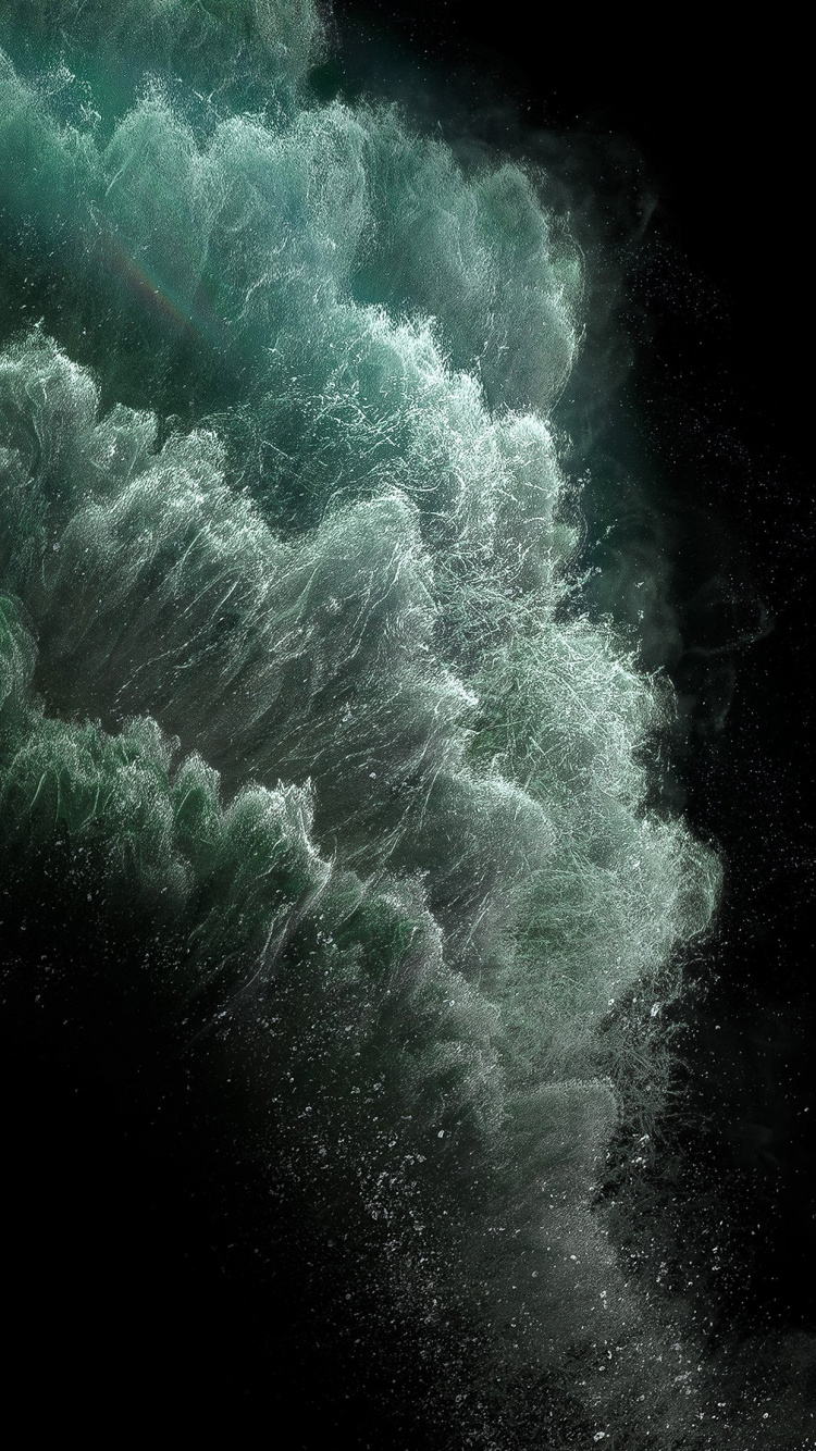 Обои полночь зеленый, яблоко, супер сетчатка, iOS 13, амолед в разрешении 750x1334