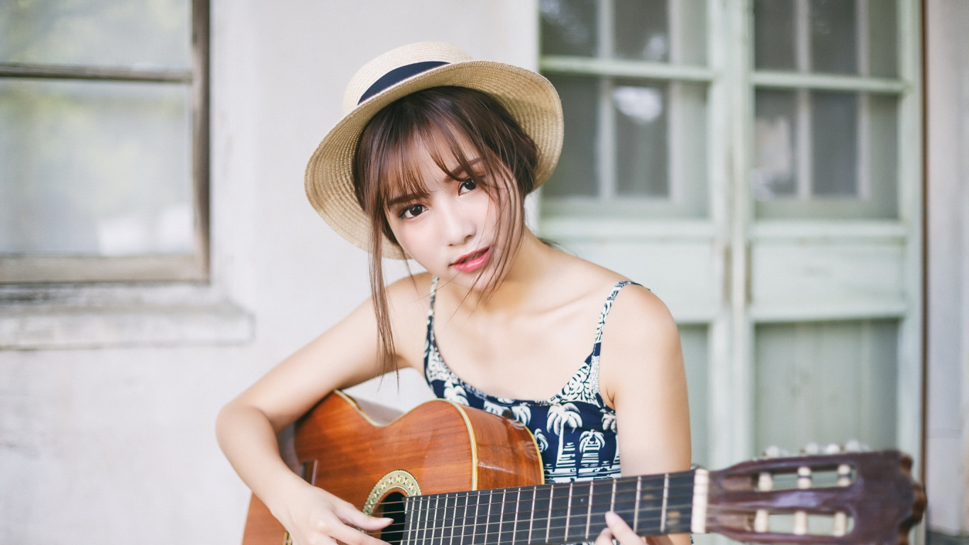 Обои гитара, акустическая гитара, струнный инструмент, музыкальный инструмент, щипковые струнные инструменты в разрешении 1366x768