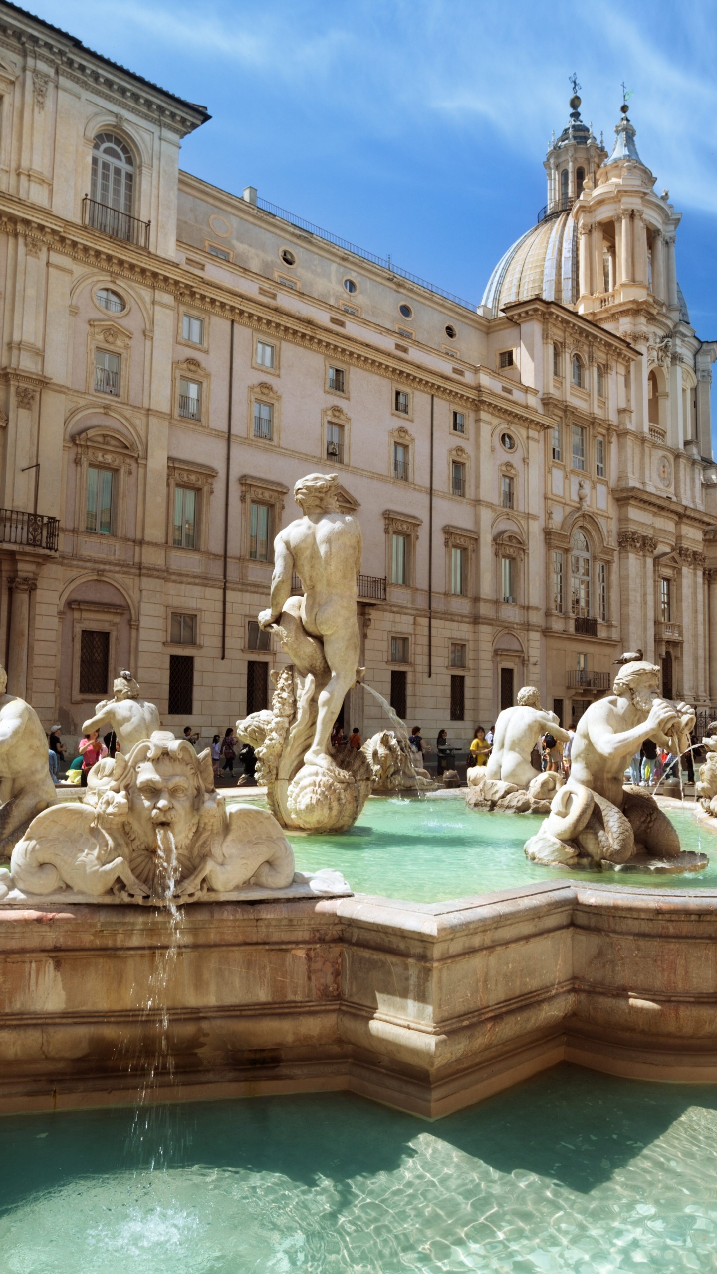 Обои фонтан Треви, пантеон, ориентир, городская площадь, рыночная площадь в разрешении 1440x2560